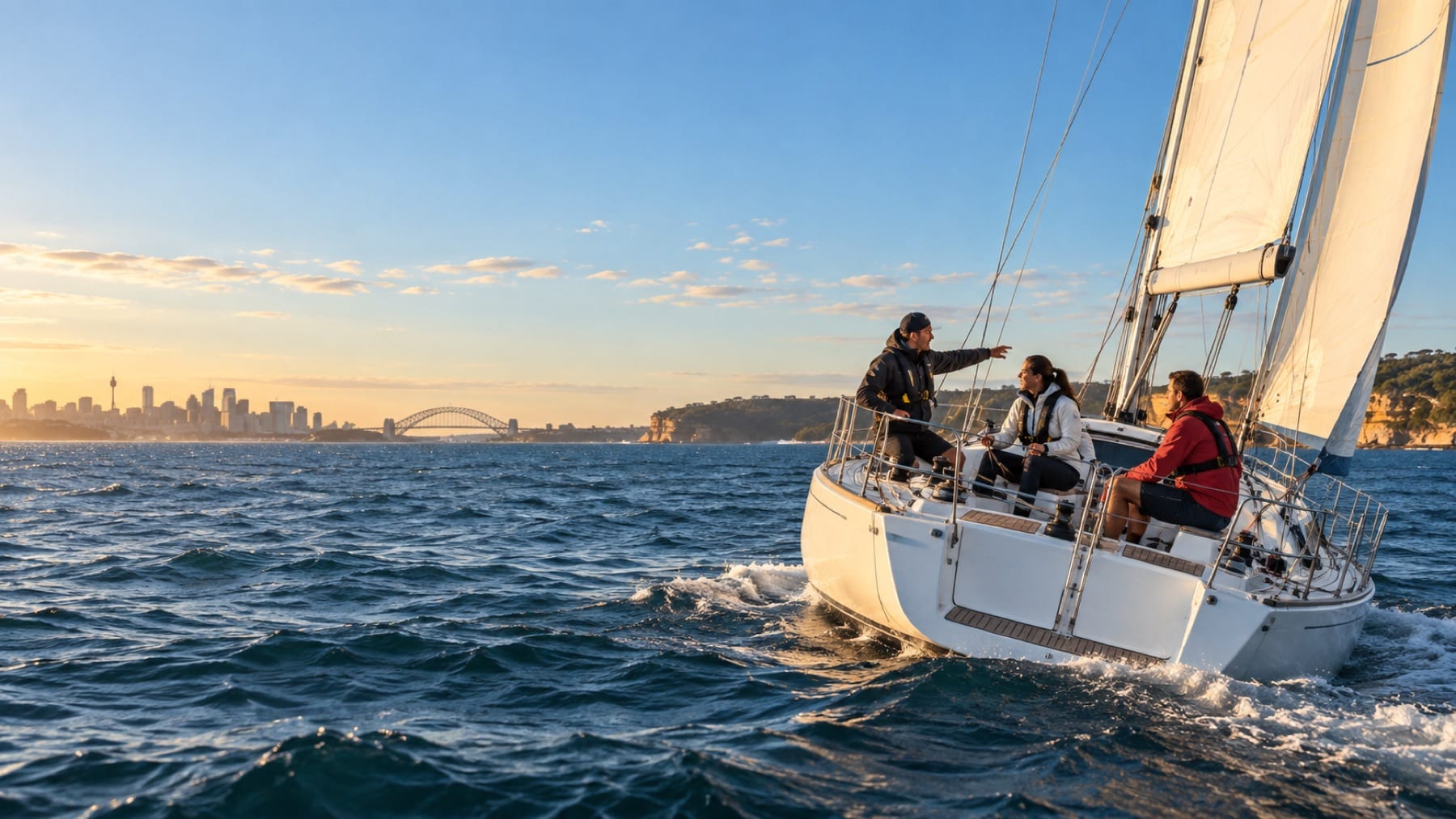 A yacht under sail off the Australian coast
