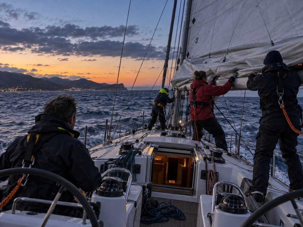 Offshore passage at dusk